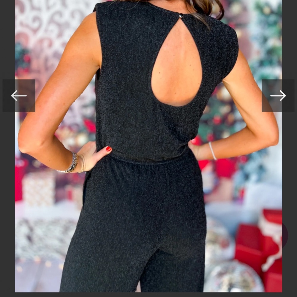 SSYS-Black Sleeveless Jumpsuit with Shimmer NWOT Size Medium - Picture 2 of 16